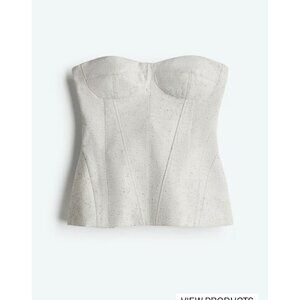 H & M Edition Light Heathered Grey Boned Bodice Bustier Top L